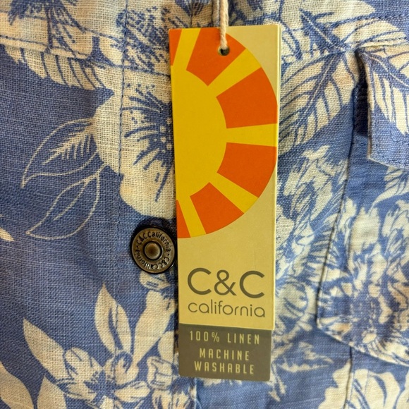C&C California Sz XL Jacket 100% Linen Trucker Style Floral Unlined Pockets NEW - Picture 4 of 9